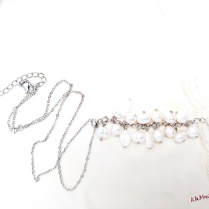 Colier cu perle si frunze de sidef - bijuterii - coliere - coliere cu pandative - Artynos.ro