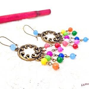 Cercei cu jad multicolor, Bijuterii, Cercei, Cercei din pietre semipretioase, Confectionarea bijuteriilor, ARTYNOS