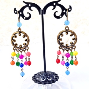 Cercei cu jad multicolor - bijuterii - cercei - cercei din pietre semiprețioase - Artynos.ro