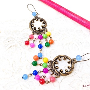 Cercei cu jad multicolor - bijuterii - cercei - cercei din pietre semiprețioase - Artynos.ro