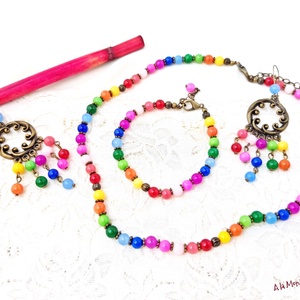 Colier cu jad multicolor - bijuterii - coliere - coliere din pietre semiprețioase - Artynos.ro