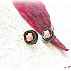 Cercei cu trandafiri de coral roz - bijuterii - cercei - cercei din pietre semiprețioase - Artynos.ro