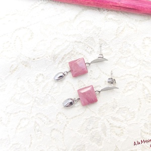 Cercei cu lalele si rodonit - bijuterii - cercei - cercei din pietre semiprețioase - Artynos.ro