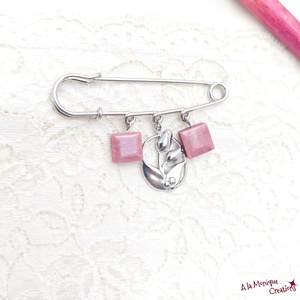 Brosa cu lalele si rodonit - bijuterii - broșe - Artynos.ro