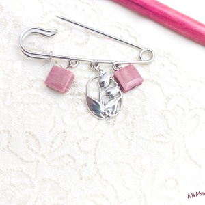 Brosa cu lalele si rodonit - bijuterii - broșe - Artynos.ro