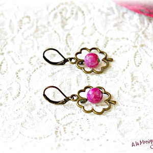 Cercei cu flori de agate roz - bijuterii - cercei - cercei din pietre semiprețioase - Artynos.ro