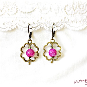 Cercei cu flori de agate roz - bijuterii - cercei - cercei din pietre semiprețioase - Artynos.ro