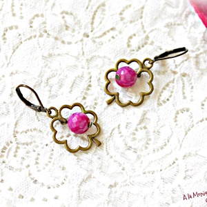 Cercei cu flori de agate roz - bijuterii - cercei - cercei din pietre semiprețioase - Artynos.ro