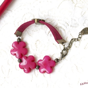 Bratara cu flori de jad roz - bijuterii - brățări - brățări din pietre semiprețioase - Artynos.ro