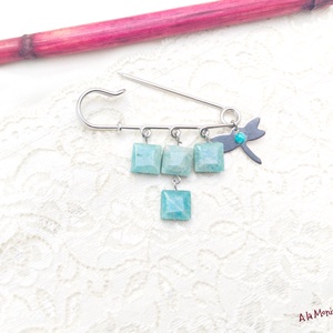 Brosa cu libelula si amazonit - bijuterii - broșe - Artynos.ro