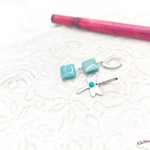 Cercei cu libelula si amazonit - Artynos.ro