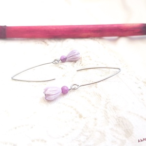 Cercei cu flori mov si agat - Artynos.ro