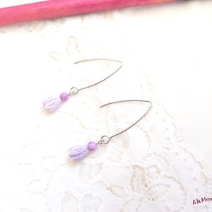 Cercei cu flori mov si agat - bijuterii - cercei - cercei din pietre semiprețioase - Artynos.ro