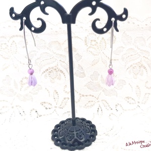 Cercei cu flori mov si agat - bijuterii - cercei - cercei din pietre semiprețioase - Artynos.ro