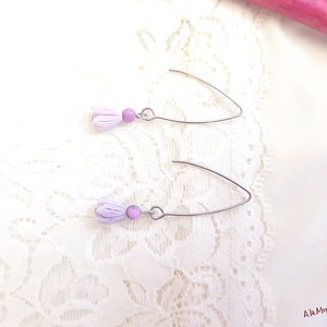 Cercei cu flori mov si agat - bijuterii - cercei - cercei din pietre semiprețioase - Artynos.ro