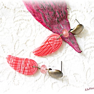 Cercei cu aripi de rodocrozit  - bijuterii - cercei - cercei din pietre semiprețioase - Artynos.ro