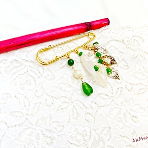 Brosa cu cuart si jad galben si verde - Artynos.ro