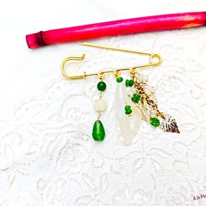 Brosa cu cuart si jad galben si verde - bijuterii - broșe - Artynos.ro