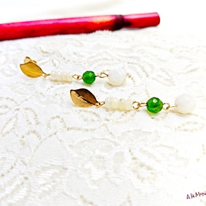 Cercei cu cuart si jad galben si verde - Artynos.ro