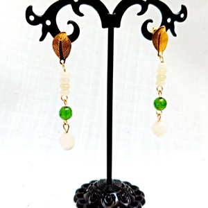 Cercei cu cuart si jad galben si verde - bijuterii - cercei - cercei din pietre semiprețioase - Artynos.ro