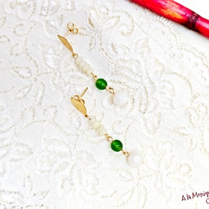 Cercei cu cuart si jad galben si verde - bijuterii - cercei - cercei din pietre semiprețioase - Artynos.ro