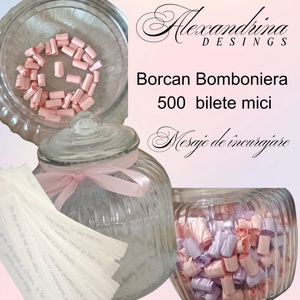 Borcan tip bomboniera cu mesaje la alegere  500 bilete, Craciun, Cadouri de Mos Craciun, Cadouri de Mos Craciun, Arta de hartie, ARTYNOS