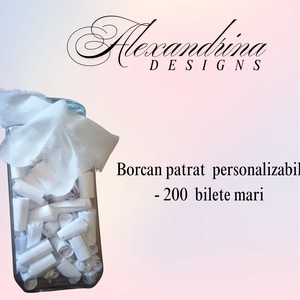 Borcan pătrat cu 200 de bilețele personalizabile  gânduri, amintiri și mesaje cu suflet - crăciun - cadouri de moș crăciun - cadouri de moș crăciun - Artynos.ro