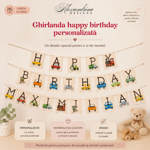Ghirlanda Happy Birthday Personalizata � Tematica la Alegere - Decor Aniversar Copii - Artynos.ro