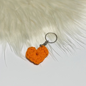Breloc inima crosetata din bumbac  accesoriu handmade portocaliu cu detaliu metalic, Geanta si husa, Accesorii genti, Breloc, Crosetat, ARTYNOS