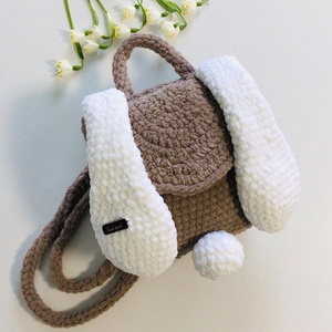 Rucsacel crosetat iepuras  accesoriu handmade pentru copii, culoare cacao cu lapte, Jucarii si echipamente pentru copii, Saci si seturi pentru copii, Rucsac si saci pentru copii, , ARTYNOS