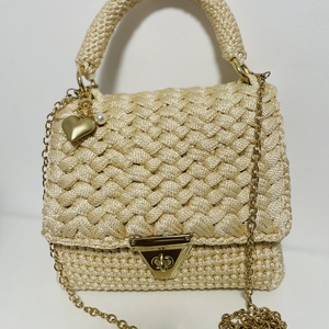    Breloc Inimă Aurie  Accesoriu Elegant pentru Poșete Croșetate  - genți și portofele - accesorii genți - breloc - Artynos.ro