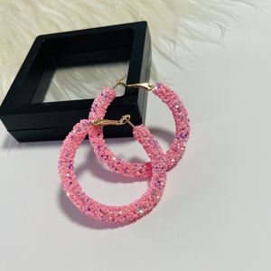 Cercei tip cerc cu pietricele roz � feminitate si rafinament, Accesorii nunta, Bijuterii mireasa, Cercei mireasa, , ARTYNOS