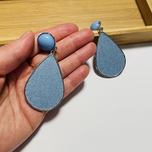 Cercei denim - bijuterii - cercei - clipsuri - Artynos.ro