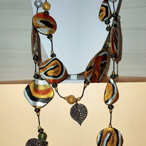 Colier multisirag ,,Ochi de tigru,, -  lungime totala 80 cm -150 lei - Artynos.ro