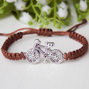 Bratara macramé impletita - Bicycle, maro bicicleta - Artynos.ro