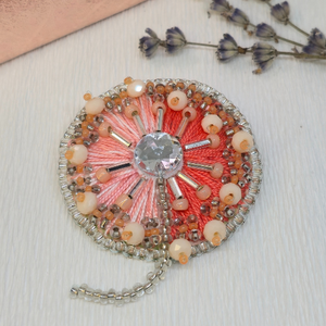 Brosa papadie orange, Bijuterii, Brosa, insigne, Insigne, Broderie, ARTYNOS