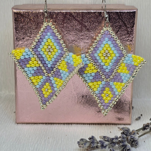 Cercei Toho  Pastel Geometry - Amma Design - bijuterii - cercei - cercei agățați - Artynos.ro