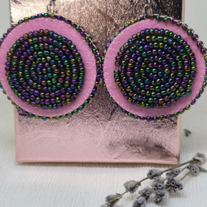 Cercei handmade  Statement Rotunzi Ros - bijuterii - cercei - Artynos.ro