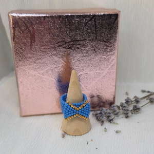 Inel handmade  Blue Royal Touch, Bijuterii, Inele, Inele rotunde, Cusatura, ARTYNOS