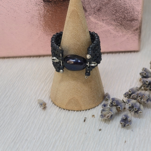 Inel handmade  Noir Perlé - bijuterii - inele - inele rotunde - Artynos.ro