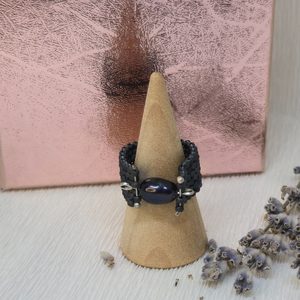 Inel handmade  Noir Perlé - bijuterii - inele - inele rotunde - Artynos.ro