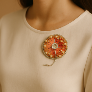 Brosa papadie orange, Bijuterii, Brosa, insigne, Insigne, Broderie, ARTYNOS