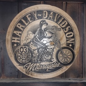 Harley Davidson Laser gravat Imagine din lemn, Casa & Stil de viata, Accesorii pentru decorat casa, Picturi murale, Arta de perete din lemn, , ARTYNOS