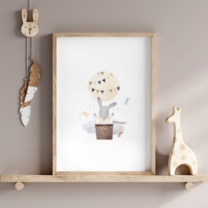 Imagine personalizată cameră copii, decorare cameră copii, iepuraș, lună, curcubeu artă de perete set de 3 -  - Artynos.ro