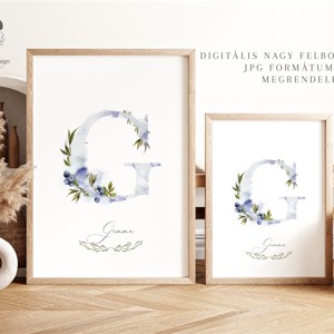 litera G, monogramă, imagine onomastică, decorare, acuarelă artă de perete, personalizată -  - Artynos.ro