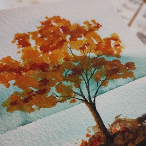 Peisaj pictura watercolor  - arte vizuale și accesorii  - picturi - picturi în tehnică mixtă - Artynos.ro