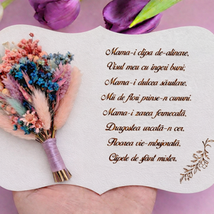 Placheta decorativa cu flori criogenate , Casa & Stil de viata, Decoratiuni de casa, Decoratiuni de masa si rafturi, Decoratiuni de masa, Aranjament de flori, Gravare, pirogravura, ARTYNOS