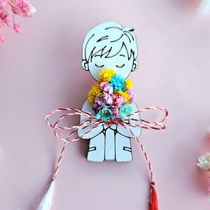 Broșă mărțișor Băiețel/Fetiță cu flori - bijuterii - mărțișor - Artynos.ro