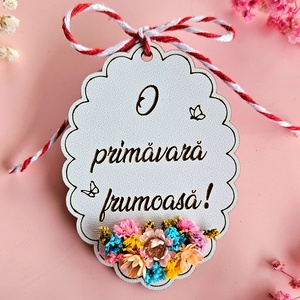 Brosa martisor, Bijuterii, Martisor, Aranjament de flori, Gravare, pirogravura, ARTYNOS