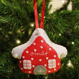 Căsuță cu acoperiș turtit și cu mesaj - ornament - Artynos.ro